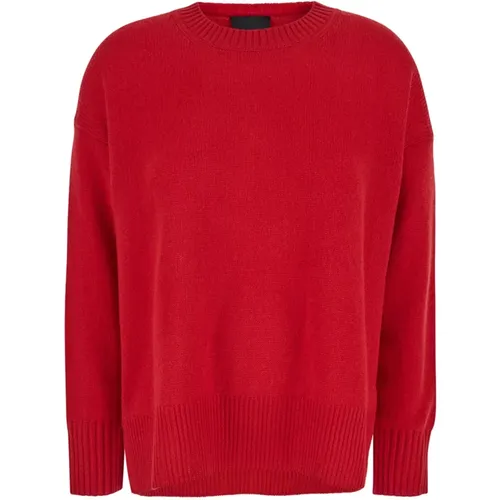 Roter Cashmere Crewneck Pullover , Damen, Größe: L - Plain Units - Modalova