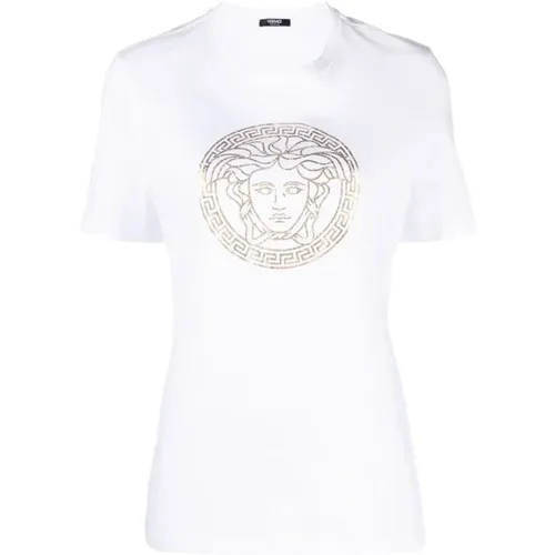 Weiße Baumwoll-Medusa-Head-T-Shirt , Damen, Größe: 2XS - Versace - Modalova