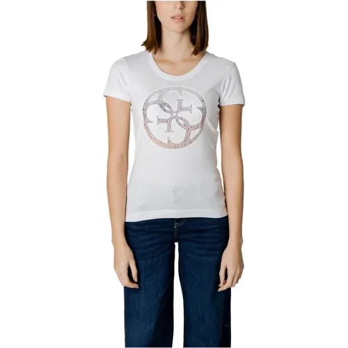 Printed Short Sleeve T-Shirt , female, Sizes: M, XL, S, L - Guess - Modalova