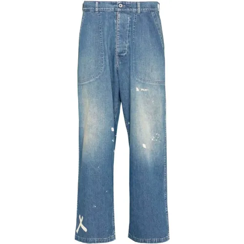 Paint-Splatter Wide Leg Jeans , female, Sizes: W27, W29 - Maison Margiela - Modalova
