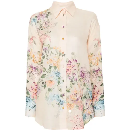 Floral Print Poplin Shirt , female, Sizes: S, M, XS - Zimmermann - Modalova