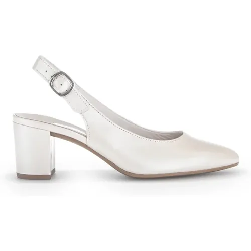 Weiße metallische Leder Slingback Schuhe , Damen, Größe: 36 EU - Gabor - Modalova
