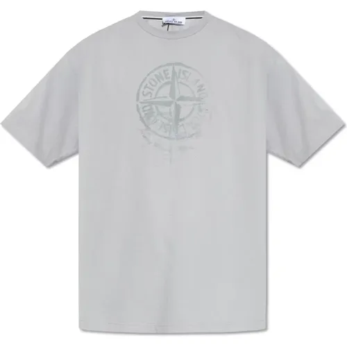 T-Shirt mit Logo-Druck , Herren, Größe: M - Stone Island - Modalova