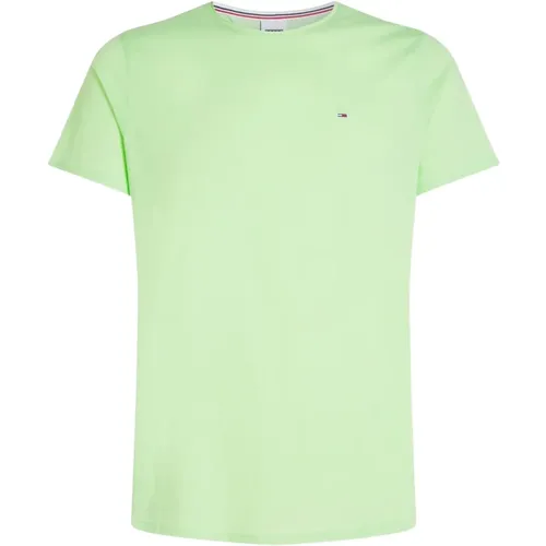 Besticktes Logo T-Shirt - Grün , Herren, Größe: 2XL - Tommy Jeans - Modalova
