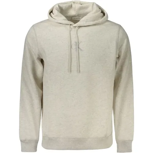 Hoodies, male, , Size: XL Grey Cotton Sweater - Calvin Klein - Modalova