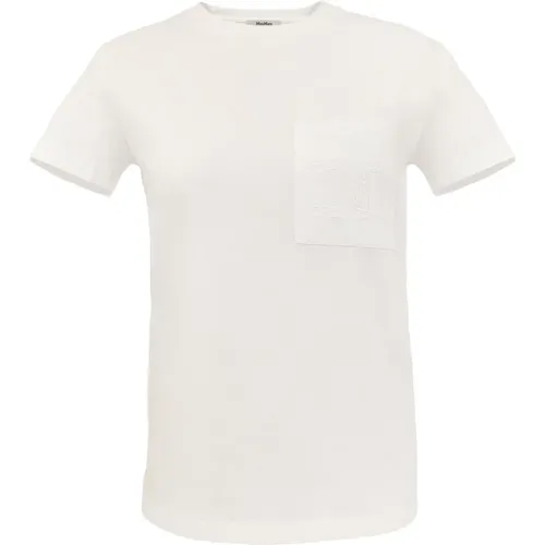 Zeitloses Weißes T-Shirt mit Brusttasche , Damen, Größe: XS - Max Mara - Modalova