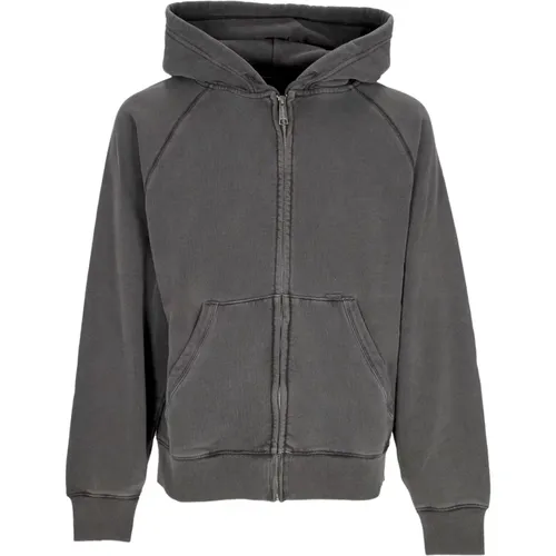 Zip-throughs, male, , Size: XL Zip Hoodie Jacket Flint Garment Dyed - Carhartt WIP - Modalova