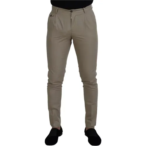 Chinos, male, , Size: XS Cotton Slim Fit Men Pants - Dolce & Gabbana - Modalova