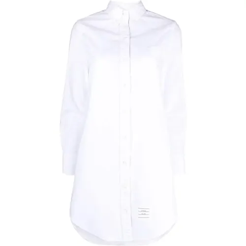 Crinkled Cotton Dress Shift Style , female, Sizes: S, 2XS, XS - Thom Browne - Modalova