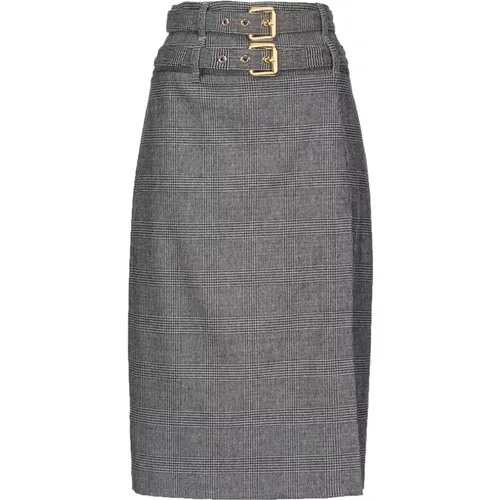 Grey Wool Blend Flannel Midi Skirt , female, Sizes: S, XS - pinko - Modalova