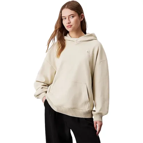 Kapuzen-Sweatshirt aus Baumwolle mit Pfirsich-Finish - Calvin Klein Jeans - Modalova