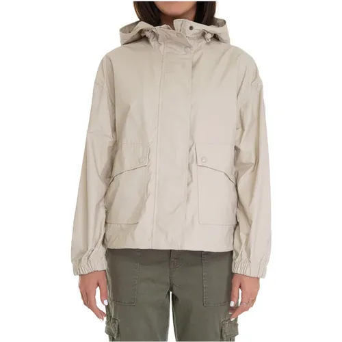 Gewachste Jacke mit Kapuze und Taschen , Damen, Größe: XS - Woolrich - Modalova