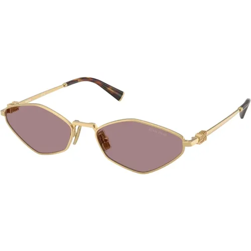 Unregelmäßige Sonnenbrille mit Metall-Details , Damen, Größe: ONE Size - Miu Miu - Modalova