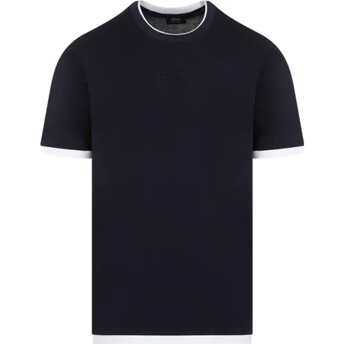 Blaues Baumwoll-T-Shirt Ss24 , Herren, Größe: S - Brioni - Modalova