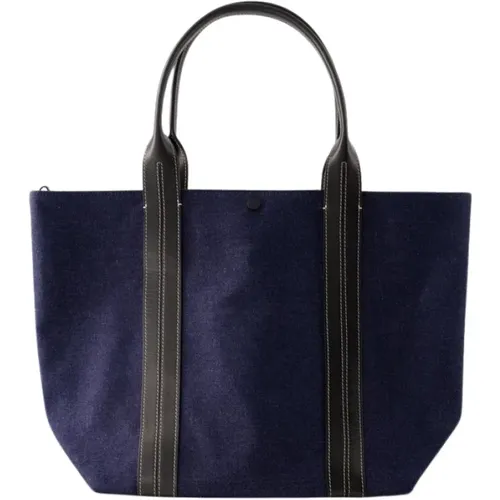 Blaue Denim Shopper Tasche - Baumwolle - Druckknopfverschluss , Damen, Größe: ONE Size - Vanessa Bruno - Modalova