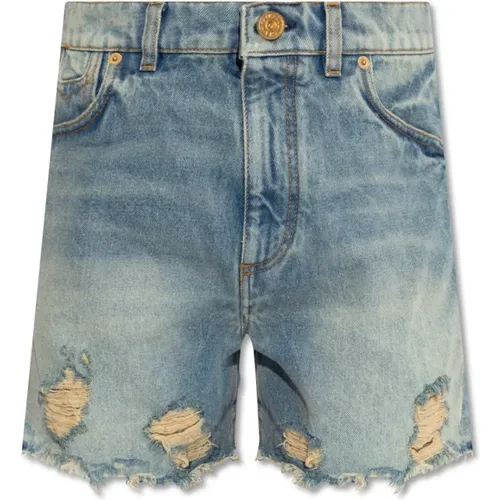 Distressed denim shorts , female, Sizes: M, XS - Balmain - Modalova