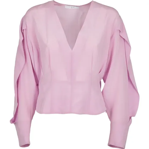 Rosa kurzärmeliges V-Ausschnitt-Shirt , Damen, Größe: XS - IRO - Modalova