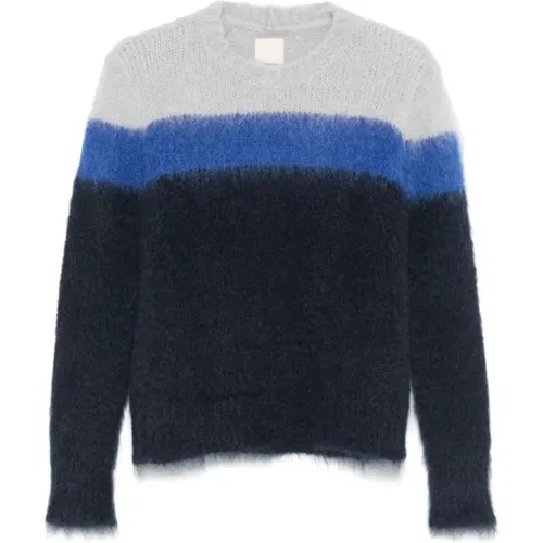 Blauer Mohair-Mix Gestreifter Pullover , Damen, Größe: M - Emporio Armani - Modalova