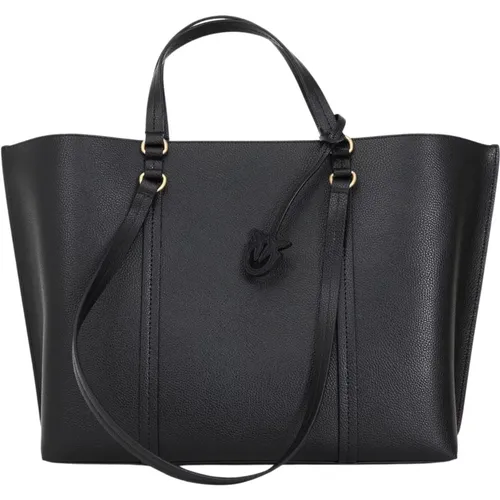 Schwarze Tote Shopper Tasche mit Abnehmbarem Riemen , Damen, Größe: ONE Size - pinko - Modalova