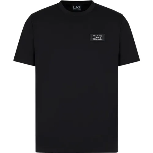 Minimalistisches T-Shirt mit kurzen Ärmeln , Herren, Größe: M - Emporio Armani EA7 - Modalova