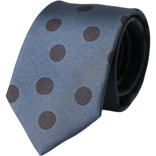 Ties, male, , Size: ONE SIZE Black Polka Dot Silk Tie - Dolce & Gabbana - Modalova