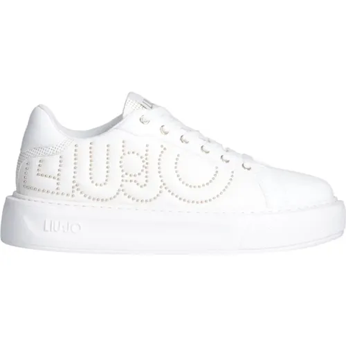 Weiße Strass Logo Sneakers , Damen, Größe: 40 EU - Liu Jo - Modalova