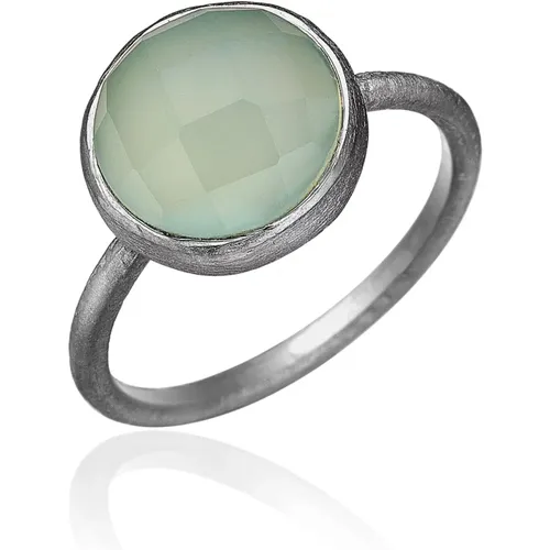 Chalcedon Aqua Ring Oxidiertes Sterlingsilber - Frk. Lisberg - Modalova