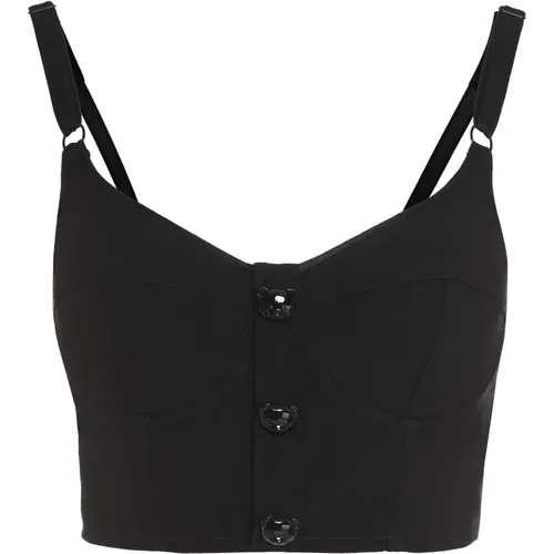 Buttoned Crop Top , female, Sizes: S, 2XS, XS - Moschino - Modalova