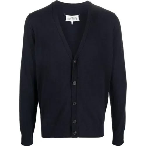 Cashmere Cardigan with Ribbed Details , male, Sizes: S, L - Maison Margiela - Modalova