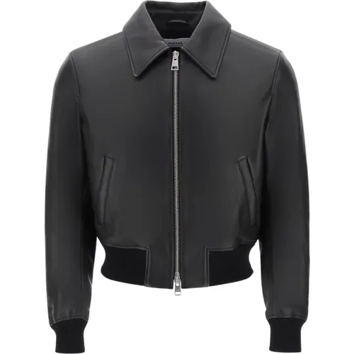 Leather Zip Jacket , male, Sizes: M, XS, XL, S, L - Ami Paris - Modalova