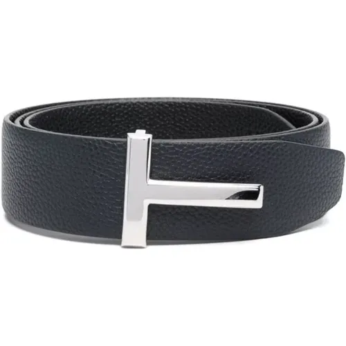 Belts, unisex, , Size: 95 CM Reversible Leather T Belt, /Navy - Tom Ford - Modalova