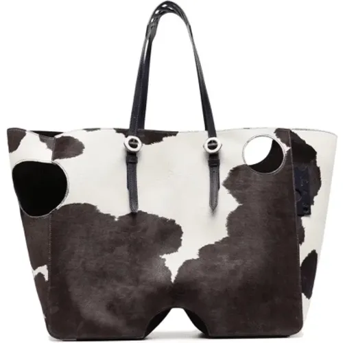 Leather Shopper Bag in Off-White , female, Sizes: ONE SIZE - Off White - Modalova