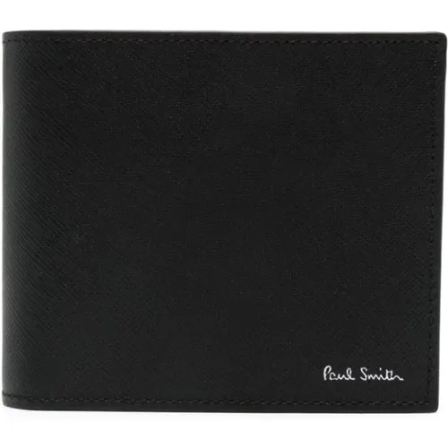Schwarze Lederbrieftasche mit Logo-Druck , Herren, Größe: ONE Size - Paul Smith - Modalova