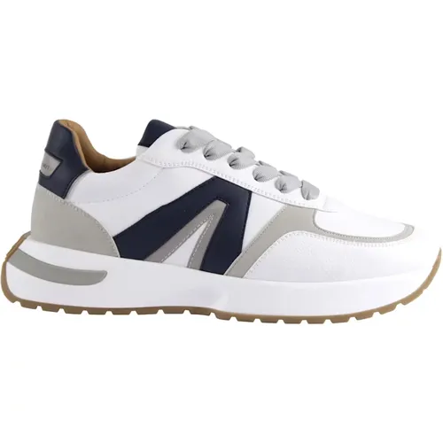 Sneakers, male, , Size: 8 US White Blue Gray Sneakers - Alexander Smith - Modalova