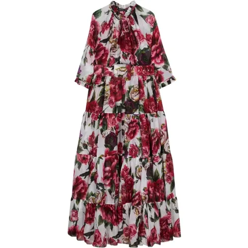 Floral Print Ruffle Detail Dress , female, Sizes: 3XL, M, XL, 5XL - Samantha Sung - Modalova