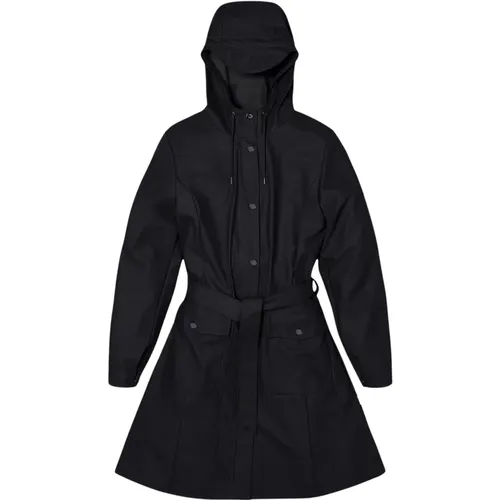 Curve W Trenchcoat in Schwarz , Damen, Größe: S - Rains - Modalova