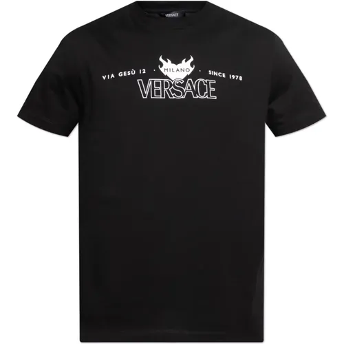 T-Shirts, male, , Size: M Logo T-Shirt - Versace - Modalova