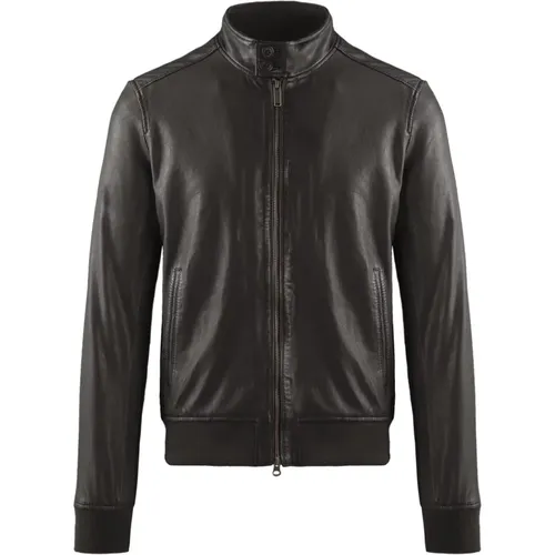 Friz Leather Bomber Jacket , male, Sizes: L, XL - BomBoogie - Modalova