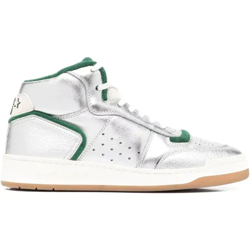 Sneakers, male, , Size: 4 US Green White Sl80 Hi-Top Sneakers - Saint Laurent - Modalova