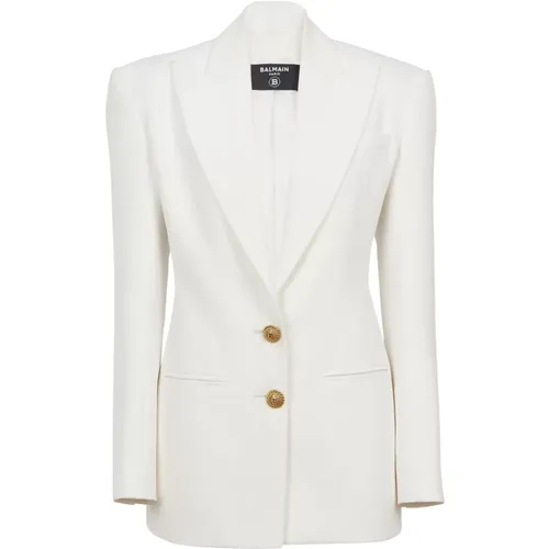 Button crepe jacket , female, Sizes: XL, XS, 2XL, S, 2XS - Balmain - Modalova