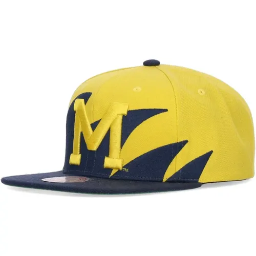 Caps, male, , Size: ONE SIZE Michigan Wolverines Flat Visor Cap - Mitchell & Ness - Modalova