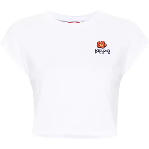 Stylische T-Shirts,Weiße Top mit Besticktem Logo,Weiße Baumwoll-T-Shirt - Kenzo - Modalova
