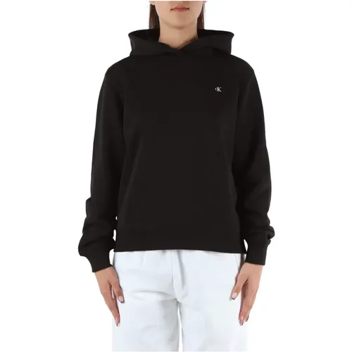 Hooded Cotton Sweatshirt with Logo Patch , female, Sizes: S, XS - Calvin Klein Jeans - Modalova