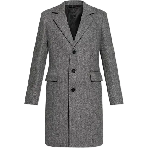 Single-Breasted Coats, male, , Size: S Herringbone pattern coat - Burberry - Modalova