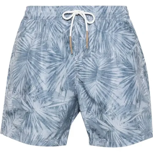 Ice Blue Graphic Print Swim Shorts , male, Sizes: L, 2XL - Eleventy - Modalova