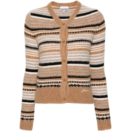 Striped Knitted Cardigan , female, Sizes: S, XS, M - Ganni - Modalova