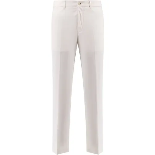 Straight Trousers, male, , Size: S Cotton Silk Trousers with Pockets - HUGO - Modalova