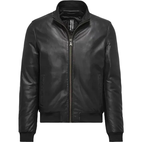 Kall Leather Bomber Jacket , male, Sizes: M, 3XL, S, 2XL, XL, L - BomBoogie - Modalova