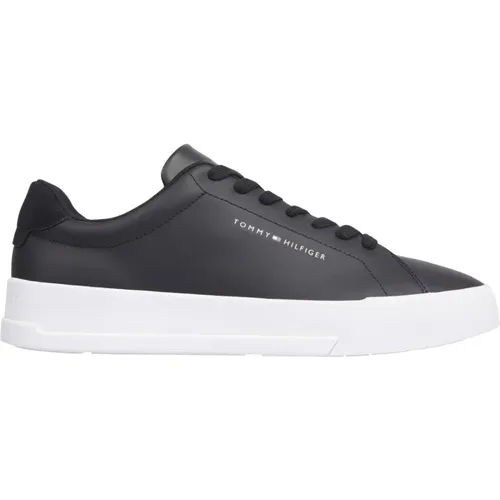 Schwarze Court Freizeit Sneakers , Herren, Größe: 44 EU - Tommy Hilfiger - Modalova