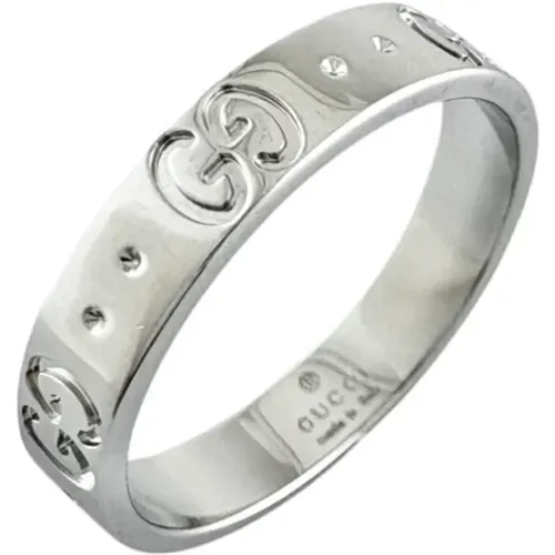 Pre-owned Jewellery, female, , Size: ONE SIZE Pre-owned White Gold rings - Gucci Vintage - Modalova